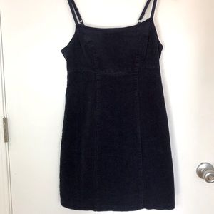 Navy blue Corduroy Y2K style mini dress spaghetti straps and back exposed zipper
